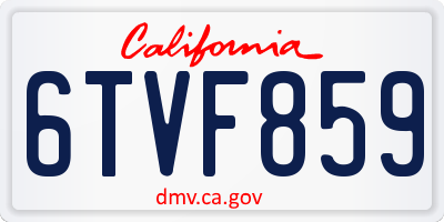 CA license plate 6TVF859