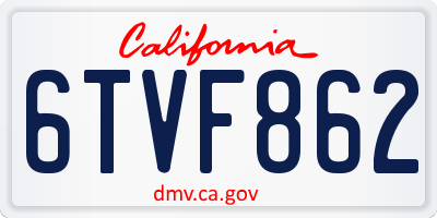 CA license plate 6TVF862