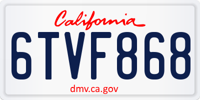 CA license plate 6TVF868