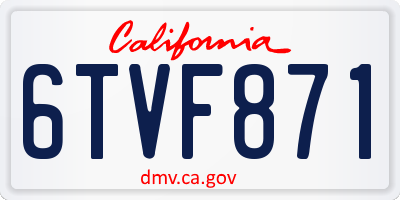 CA license plate 6TVF871