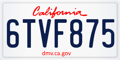 CA license plate 6TVF875