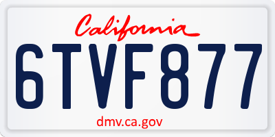 CA license plate 6TVF877