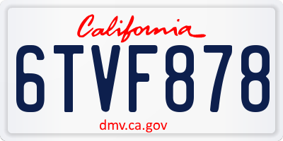 CA license plate 6TVF878