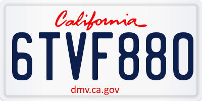 CA license plate 6TVF880