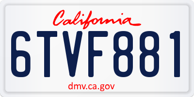 CA license plate 6TVF881