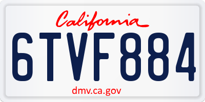 CA license plate 6TVF884