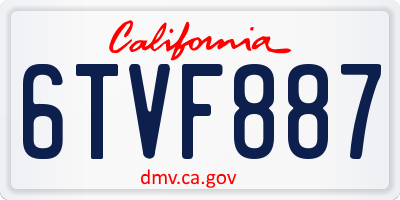 CA license plate 6TVF887