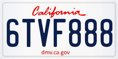 CA license plate 6TVF888