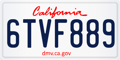 CA license plate 6TVF889