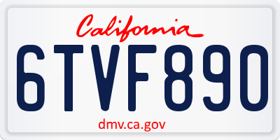 CA license plate 6TVF890
