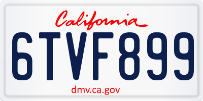 CA license plate 6TVF899