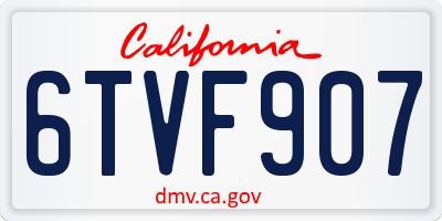 CA license plate 6TVF907