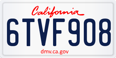 CA license plate 6TVF908