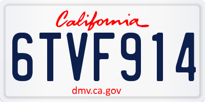 CA license plate 6TVF914