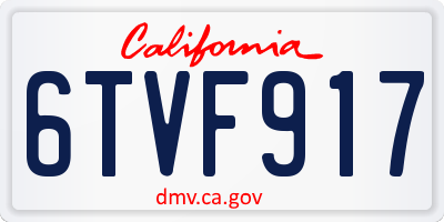 CA license plate 6TVF917