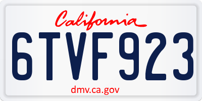 CA license plate 6TVF923