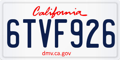 CA license plate 6TVF926