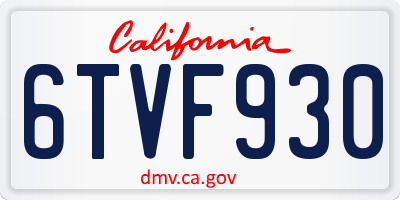 CA license plate 6TVF930