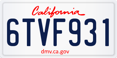 CA license plate 6TVF931