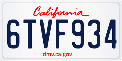 CA license plate 6TVF934