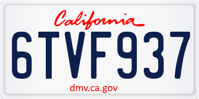 CA license plate 6TVF937