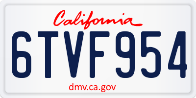 CA license plate 6TVF954