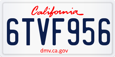 CA license plate 6TVF956