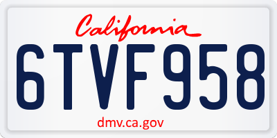 CA license plate 6TVF958