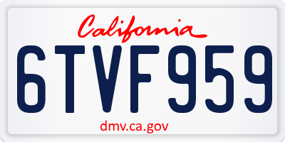 CA license plate 6TVF959