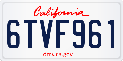 CA license plate 6TVF961