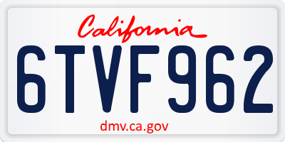 CA license plate 6TVF962