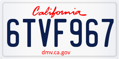 CA license plate 6TVF967