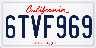 CA license plate 6TVF969
