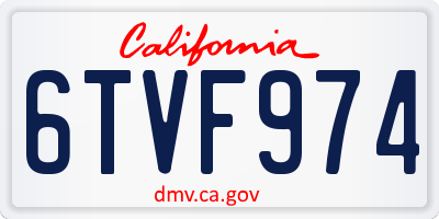 CA license plate 6TVF974
