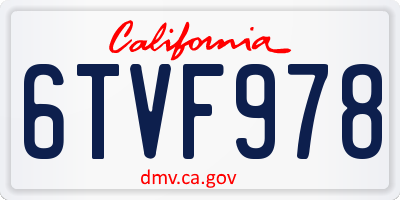 CA license plate 6TVF978