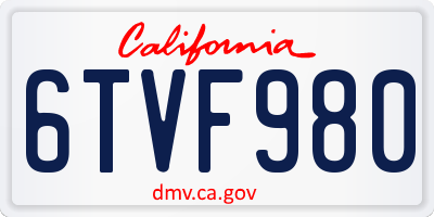 CA license plate 6TVF980