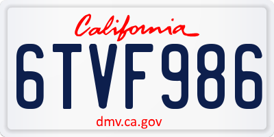 CA license plate 6TVF986