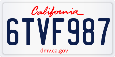CA license plate 6TVF987