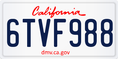 CA license plate 6TVF988