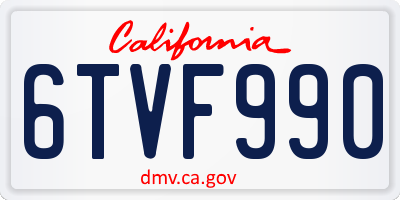 CA license plate 6TVF990