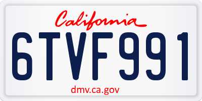 CA license plate 6TVF991
