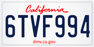 CA license plate 6TVF994
