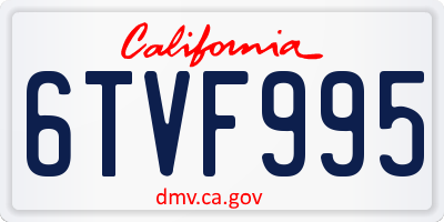 CA license plate 6TVF995