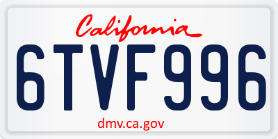 CA license plate 6TVF996