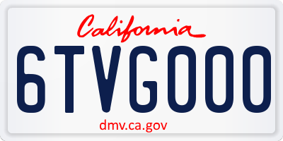 CA license plate 6TVG000