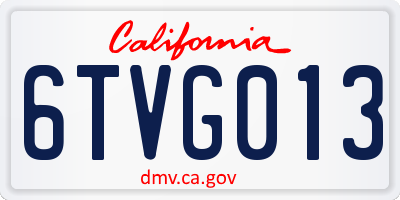 CA license plate 6TVG013