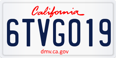 CA license plate 6TVG019