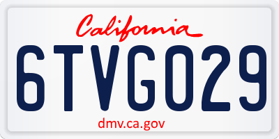 CA license plate 6TVG029