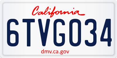 CA license plate 6TVG034