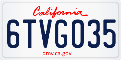 CA license plate 6TVG035